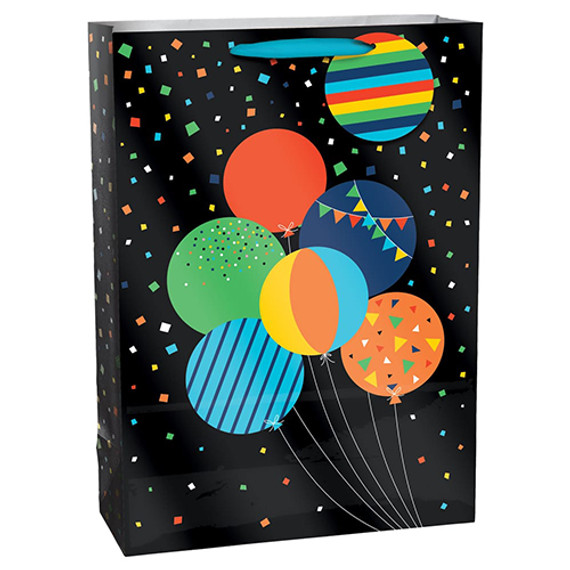 Birthday Balloons Black Jumbo Bag With Hang Tag