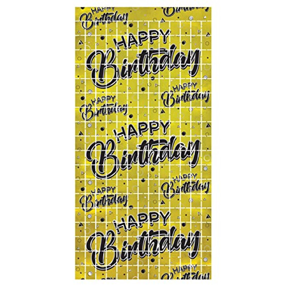 Happy Birthday Metallic Square Curtain