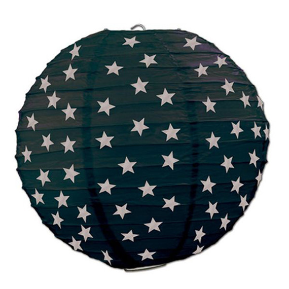 Black & Silver Star Paper Lanterns