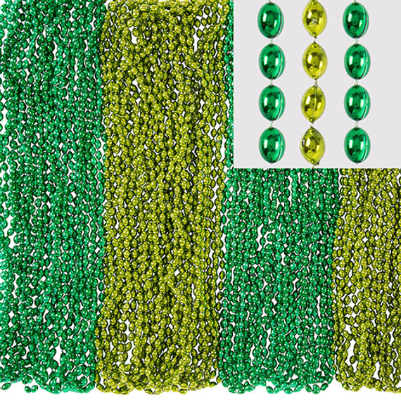 St. Patrick's Day Green Bead Necklaces