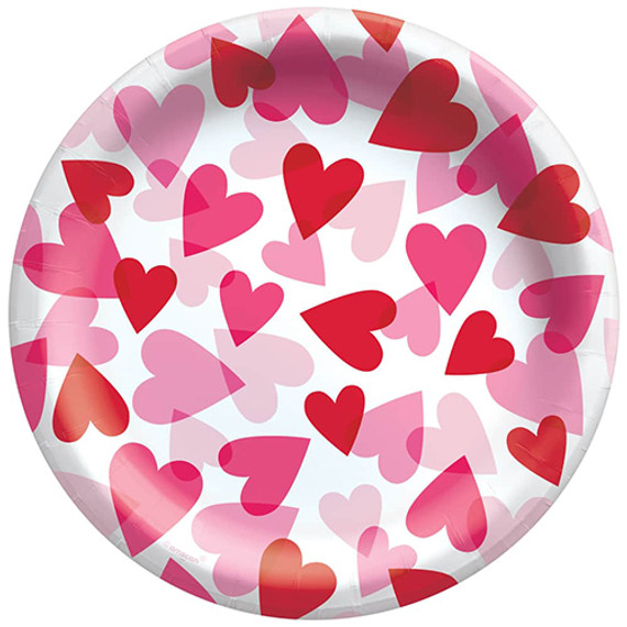 8.5" Hearts All Over Round Paper Plates