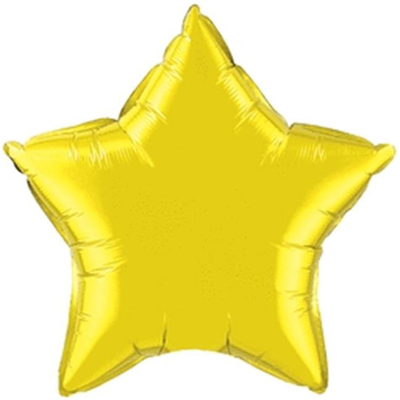 20" Metallic Citrine Yellow Star Shaped Flat Metallic Foil Balloon