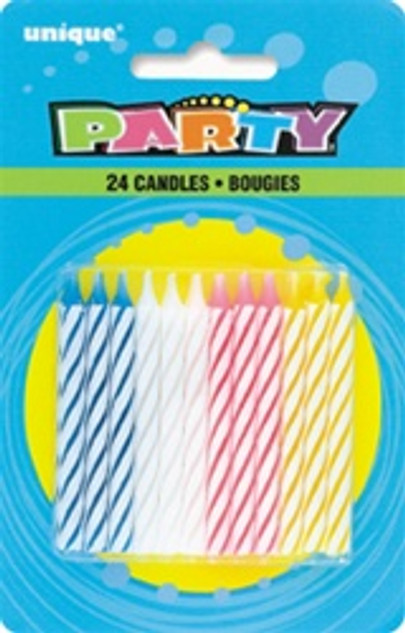 24 Birthday Candles Multi Color Spiral