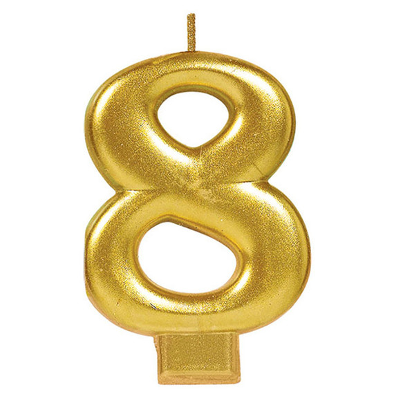 Metallic Gold Numeral #8 Candle