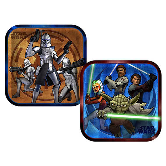 9" Star Wars 'The Clone Wars' Large Square Paper Plates with 2 Designs