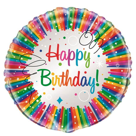18" Package Rainbow Ribbon Birthday Foil Balloon