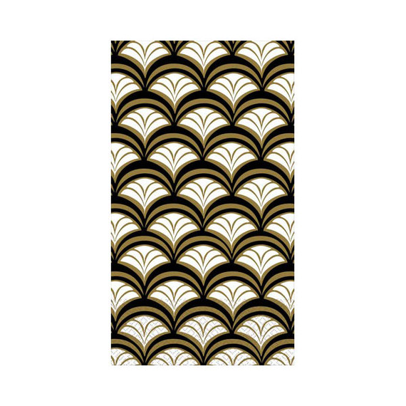 Scalloped Guest Towel - Black/Gold