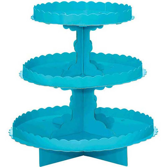 Caribbean Blue 3-Tiered Cupcake Stand