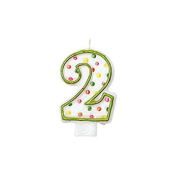 Number #2 Polka Dots Birthday Candle