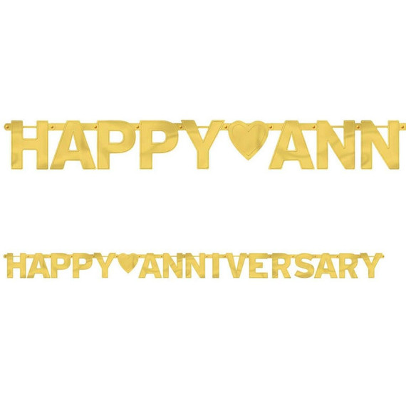 Happy Anniversary Gold Foil Letter Banner