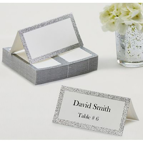 Silver Glitter Place Card