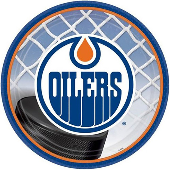 9" Edmonton Oilers Lunch Round Plates