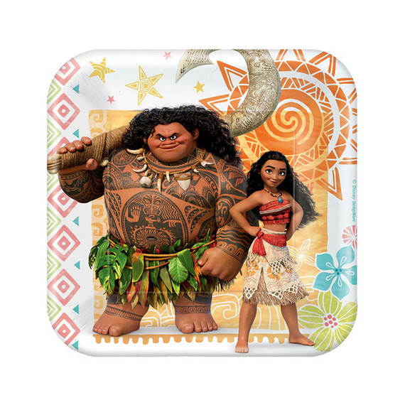 7" Moana Square Paper Party Plates