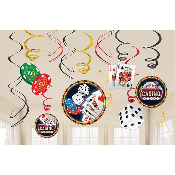 Casino Night Hanging Swirl Decorations