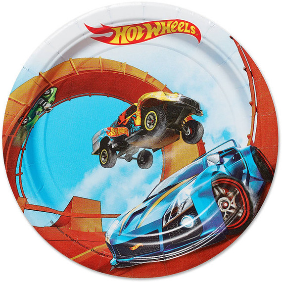 7" Hot Wheels Party Paper Round Plates