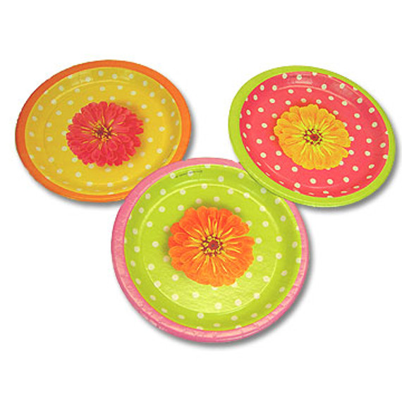 Polka Dots and Petals Dessert Plates 8 Pack