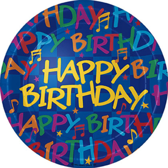 Birthday Notes Dinner Plate 8 Per Pack