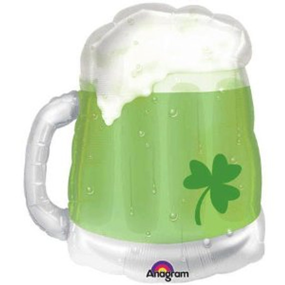 St. Patty's Green Beer Mug Seethru Supershape Balloon