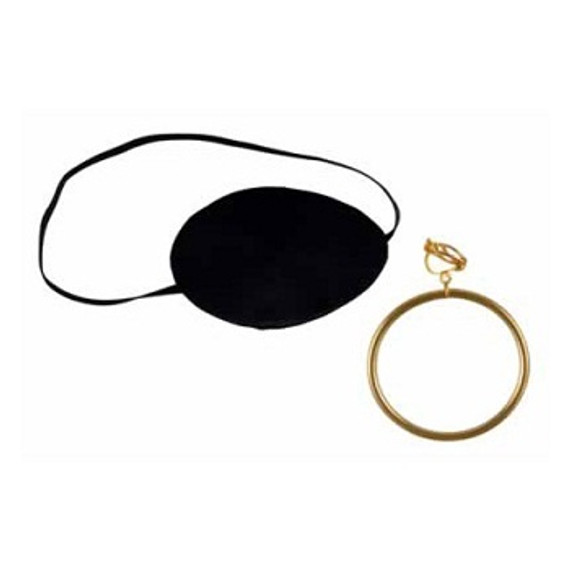 Pirate Eye Patch with Plastic Gold Earring