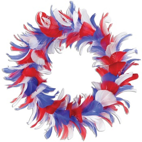 Feather Wreath Red White Blue Party Accessory