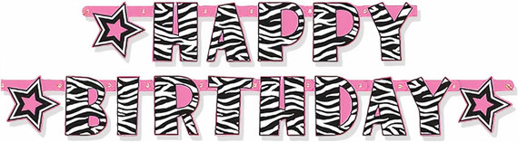 Zebra Passion Jointed Happy Birthday Banner
