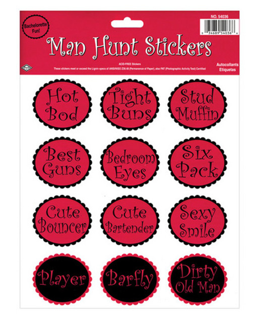 Bachelorette Fun Man Hunt Stickers