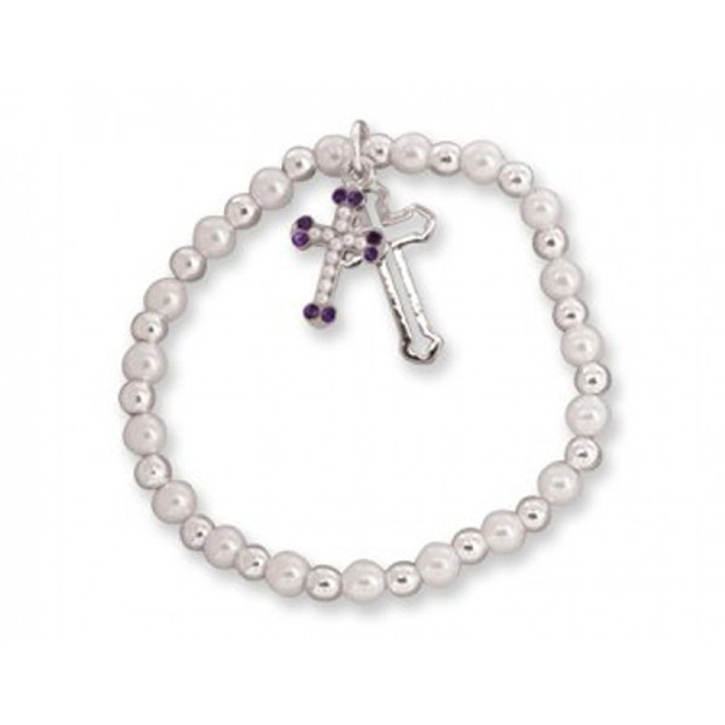 Children's - Pearls with Cross in Bible Box Bracelet