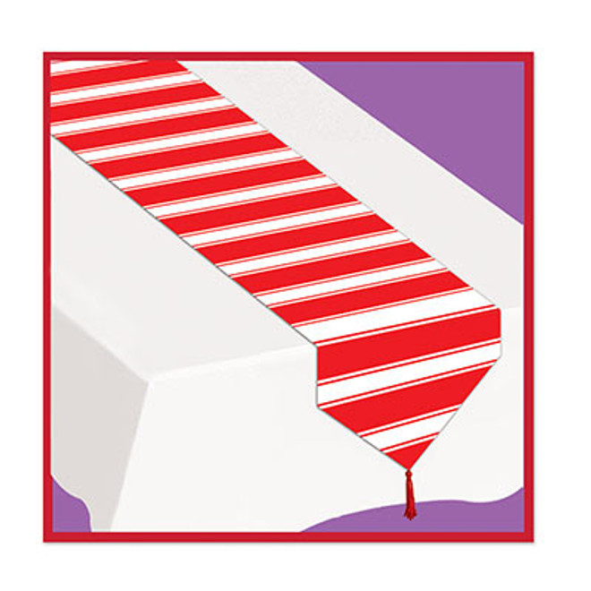 Printed Red & White Stripes Table Runner