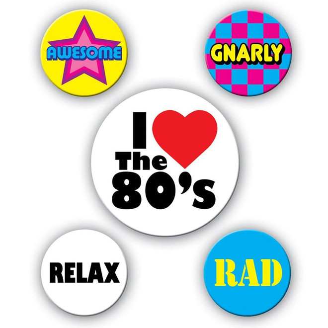 80's Party Buttons