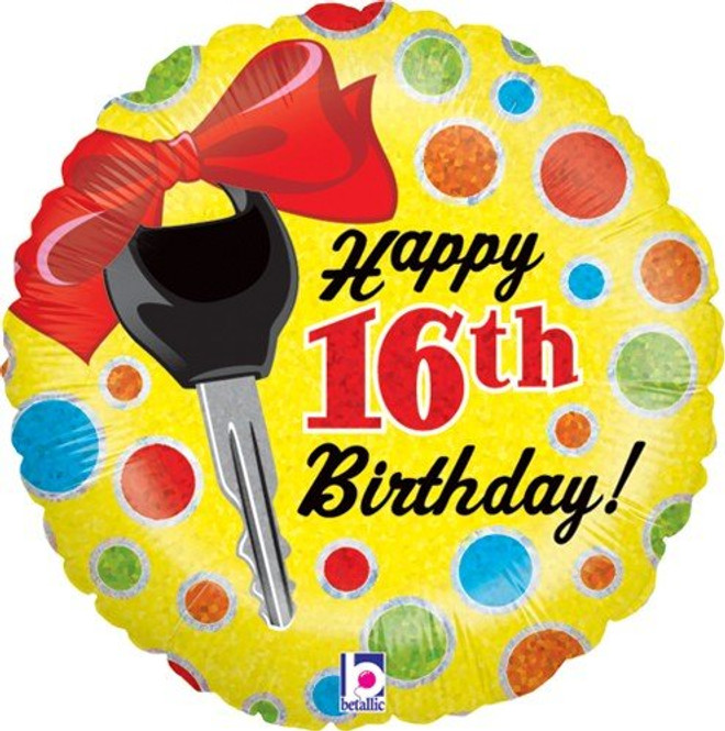 16th Birthday Dots Holographic Balloon