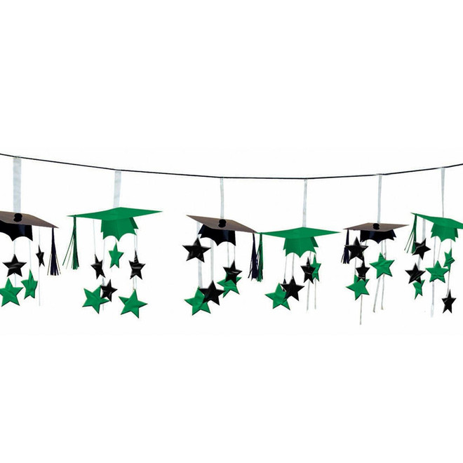 12Ft Green Garland 3D Grad Cap