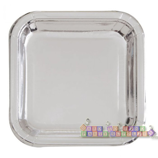 Silver Foil 9" Square Plates 8 Count