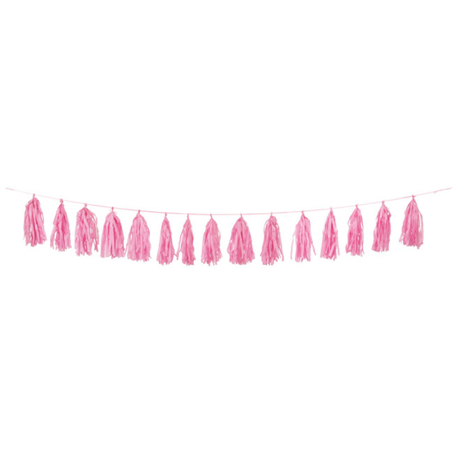 9-Ft Hot Pink Tissue Tassel Garland