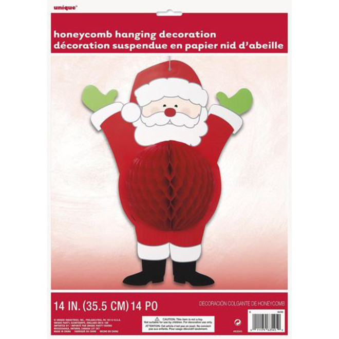 14-Inch Hohoho Santa Honeycomb Hanging Decoration