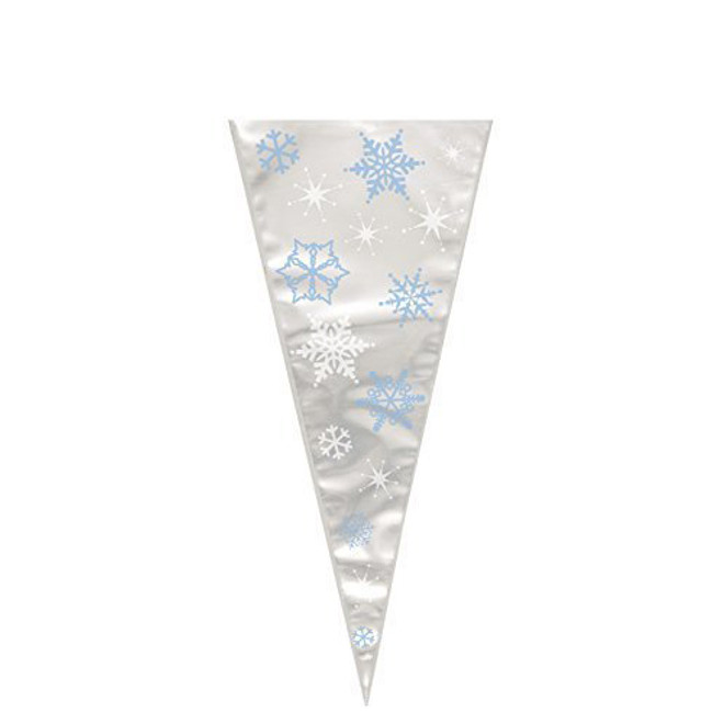 Snowflakes Large Cone Cello Bags 20 Count