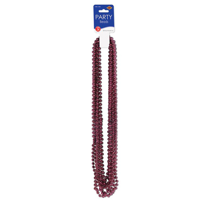 Maroon Party Beads - Small Round