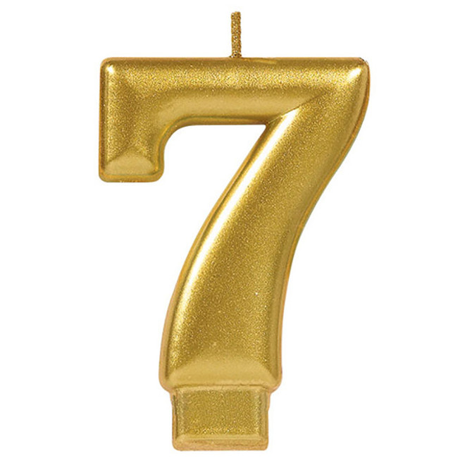 Metallic Gold Numeral #7 Candle