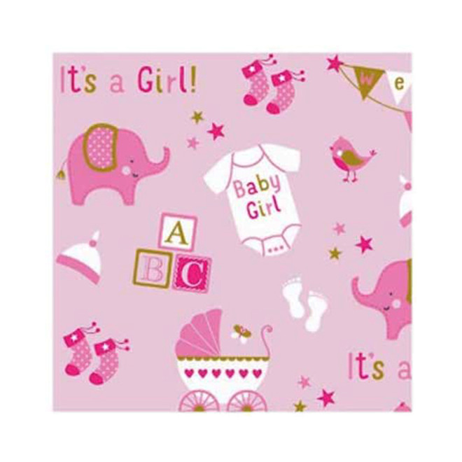 Printed Baby Girl Elephant Jumbo Gift Wrap