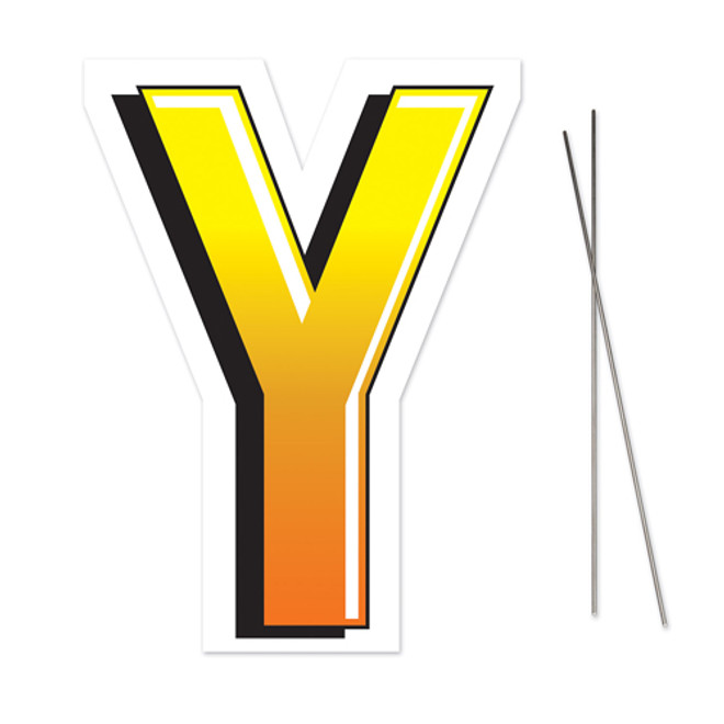 Letter Y Yard Sign With Metal Stakes