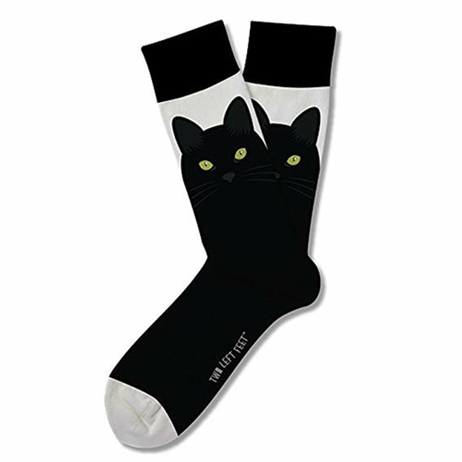 Two Left Feet Halloween Series Black Cat Men's Socks