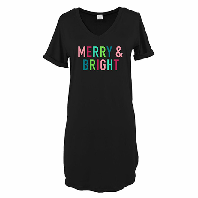 Hello Mello Holiday Sleep Shirt - Merry & Bright, Black, Large/XLarge