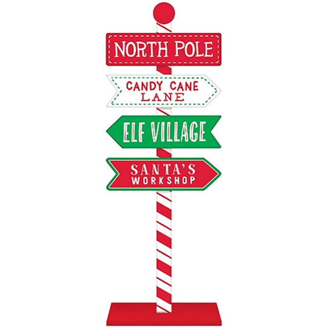 North Pole Directional Standing Sign Large