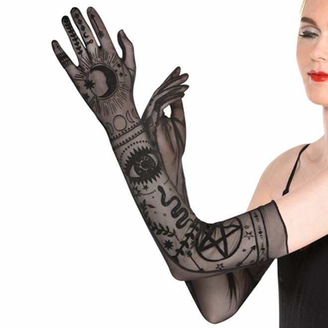 Witch Long Sheer Gloves - Black