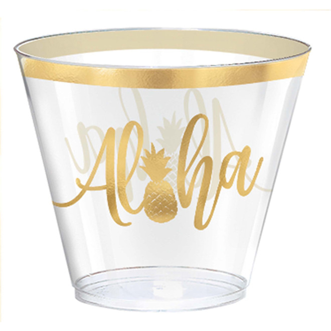 Aloha Hot-Stamped Plastic Tumblers, 9 Oz