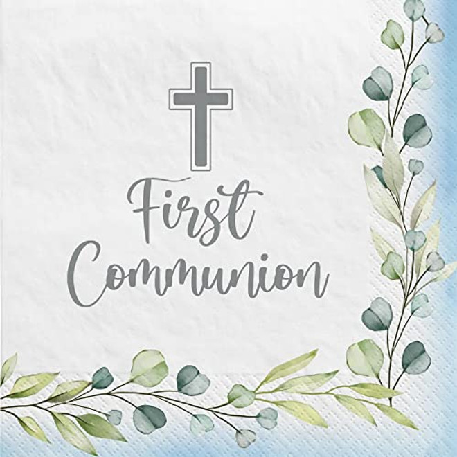 My First Communion Napkins - Blue