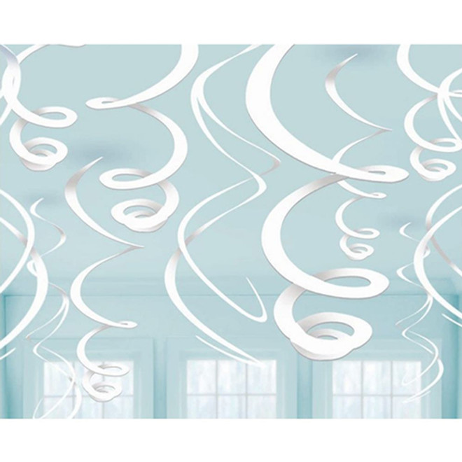 Frosty White Plastic Swirl Decorations