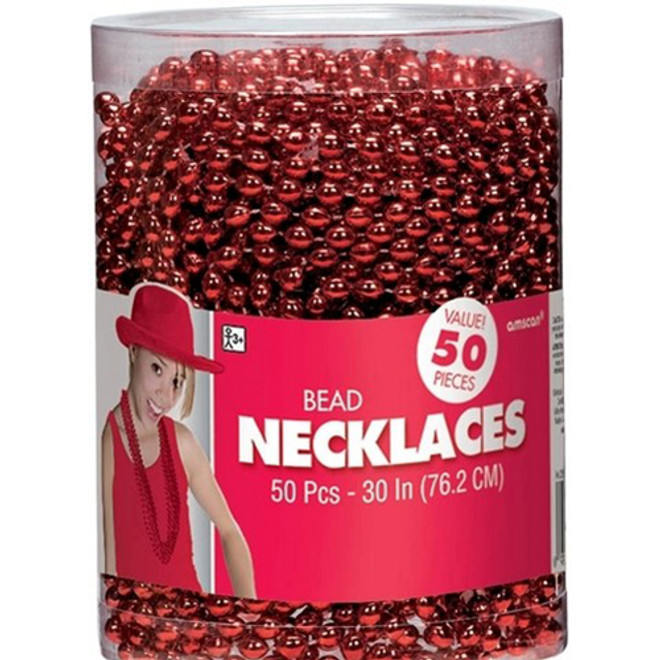 Apple Red Metallic Bead Necklaces