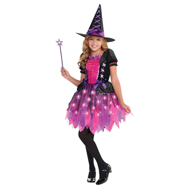 Girls Light-Up Sparkle Witch Costume - Medium