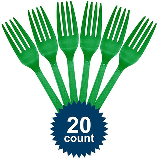 Festive Green Heavy Weight Plastic Forks
