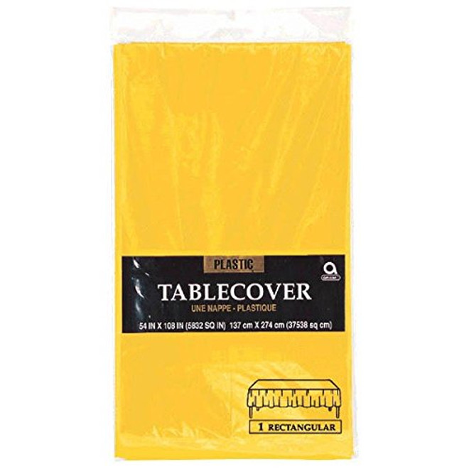 Yellow Sunshine Plastic Tablecover, 54" x 108"